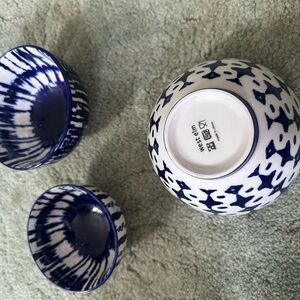West Elm Indigo and White Patterned Bowls